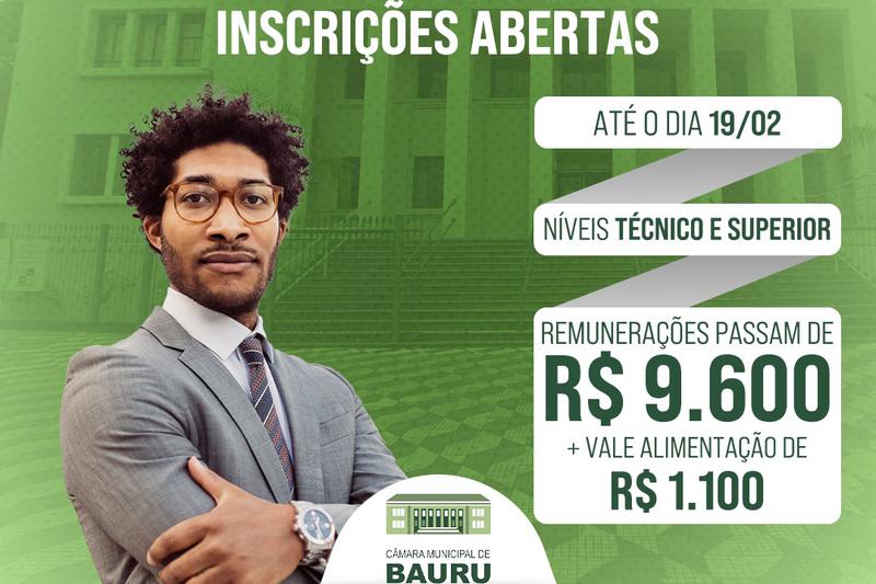 Concurso Câmara Municipal de Bauru SP 2024: inscrições, vagas